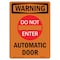 Signmission Safety Sign, OSHA WARNING, 7" Height, Automatic Door, Portrait OS-WS-D-57-V-13607 - alternate 1